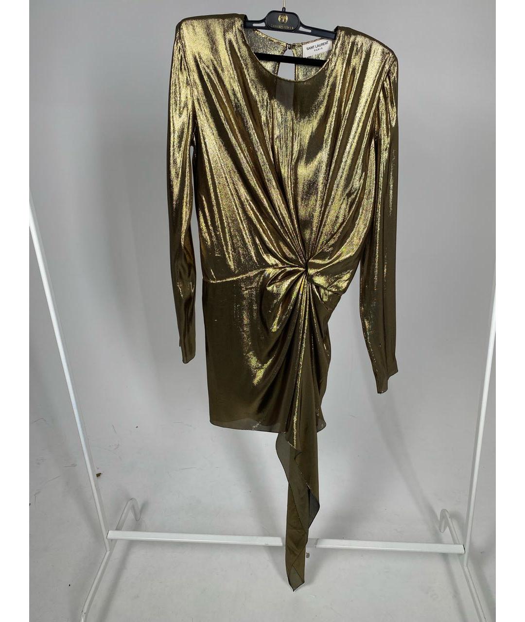 SAINT LAURENT Золотое коктейльное платье, фото 5