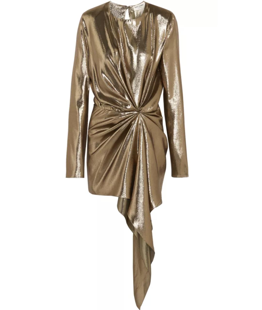 SAINT LAURENT Золотое коктейльное платье, фото 1