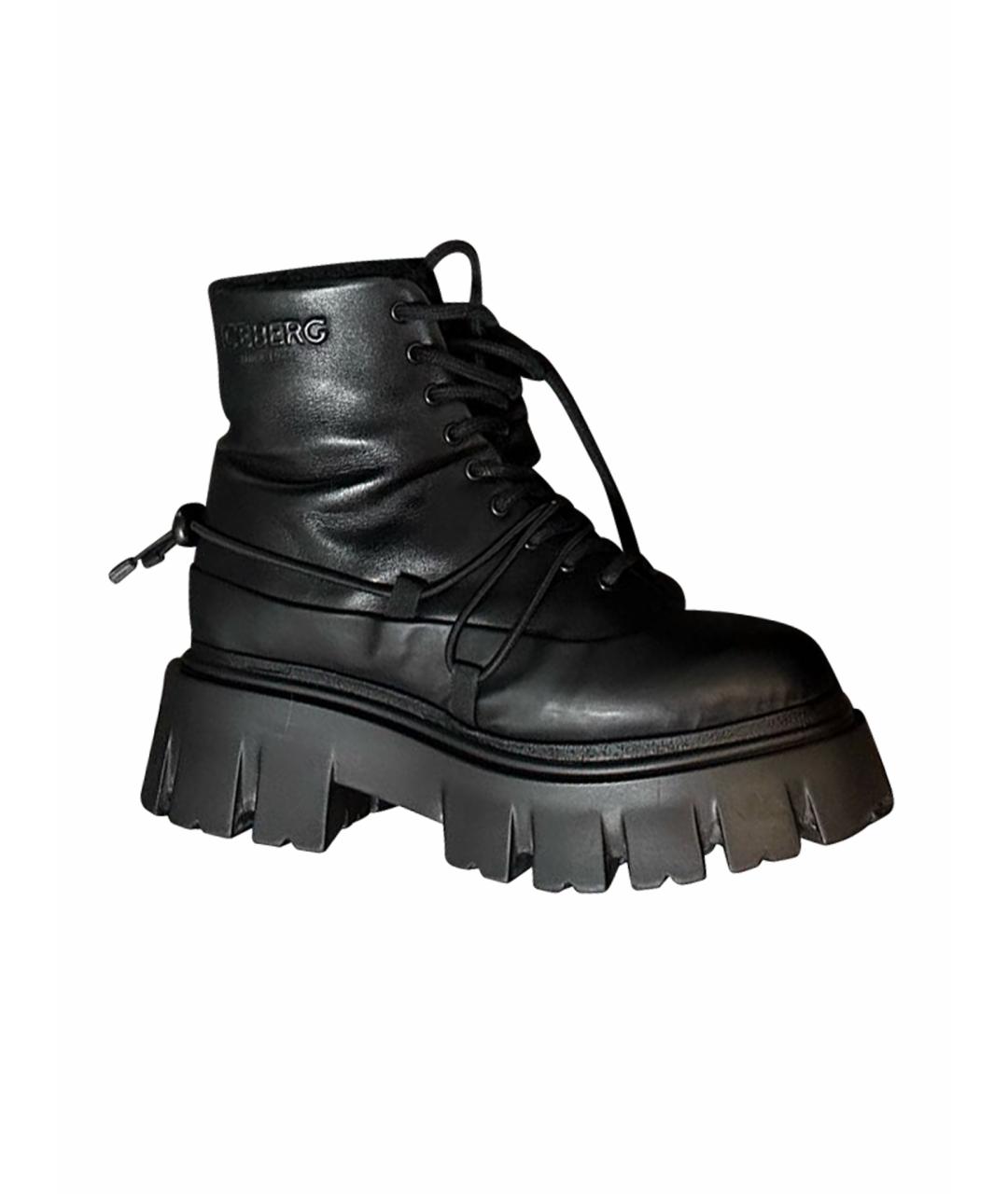 ICEBERG Черные кожаные ботинки, фото 1