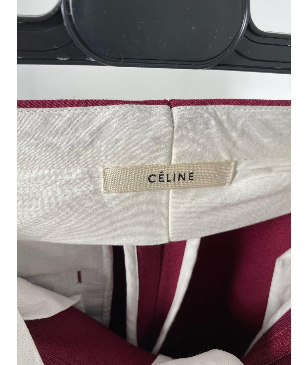 CELINE PRE-OWNED Бордовые шерстяные брюки узкие, фото 3