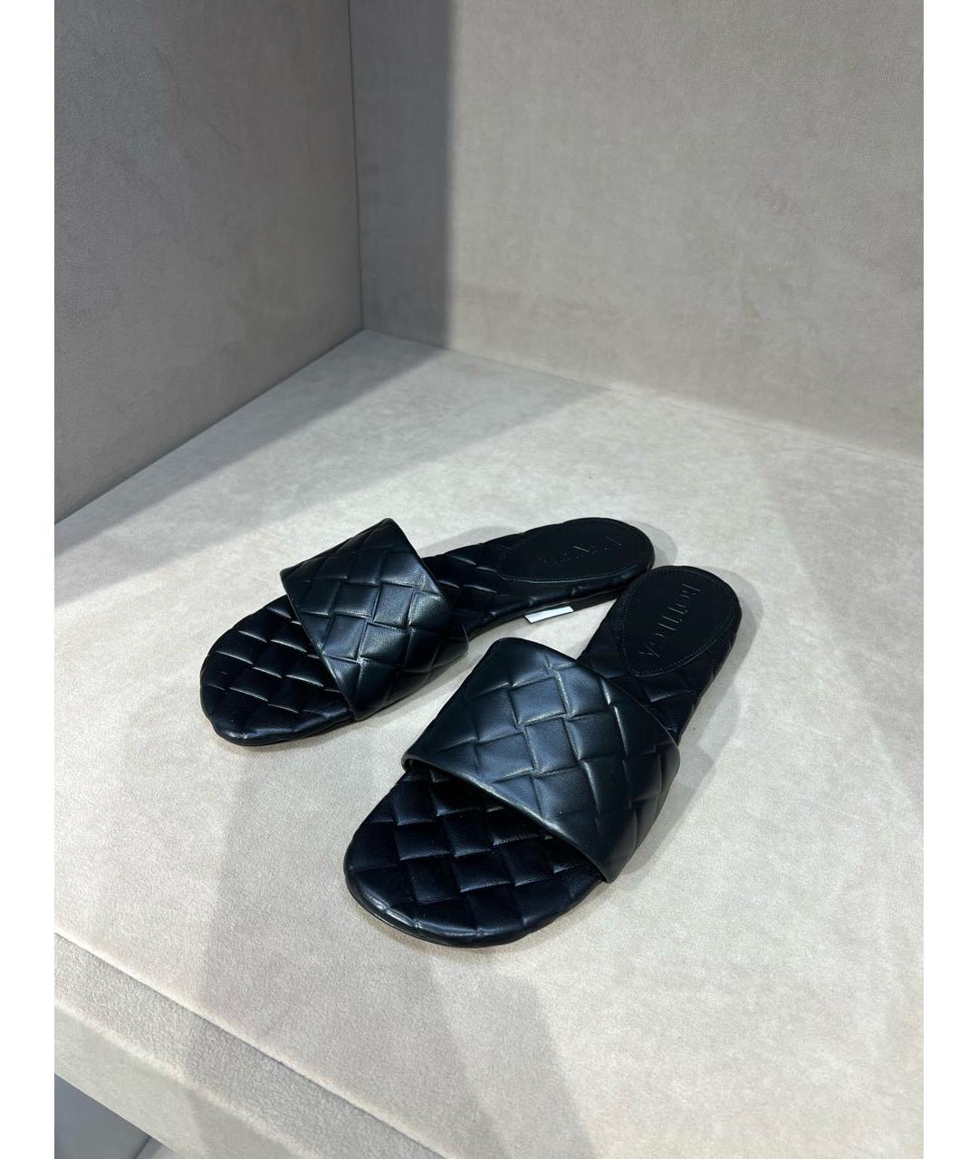 BOTTEGA VENETA Черные кожаные шлепанцы, фото 4
