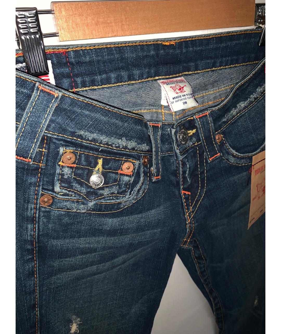 TRUE RELIGION Синие хлопковые джинсы клеш, фото 4