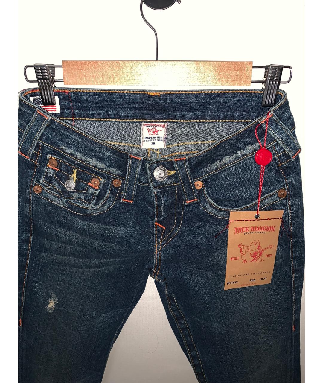 TRUE RELIGION Синие хлопковые джинсы клеш, фото 3