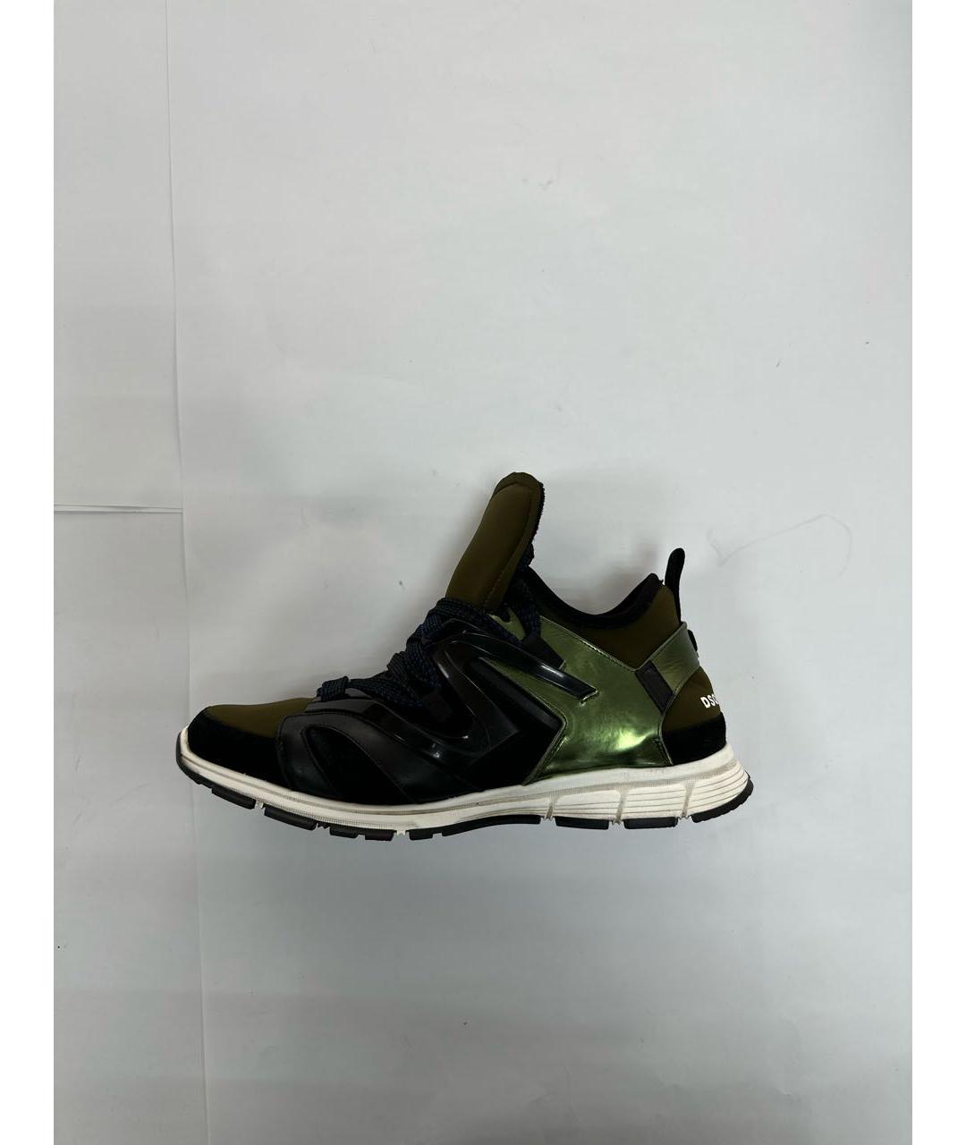 DSQUARED2 Зеленые неопреновые высокие кроссовки / кеды, фото 6