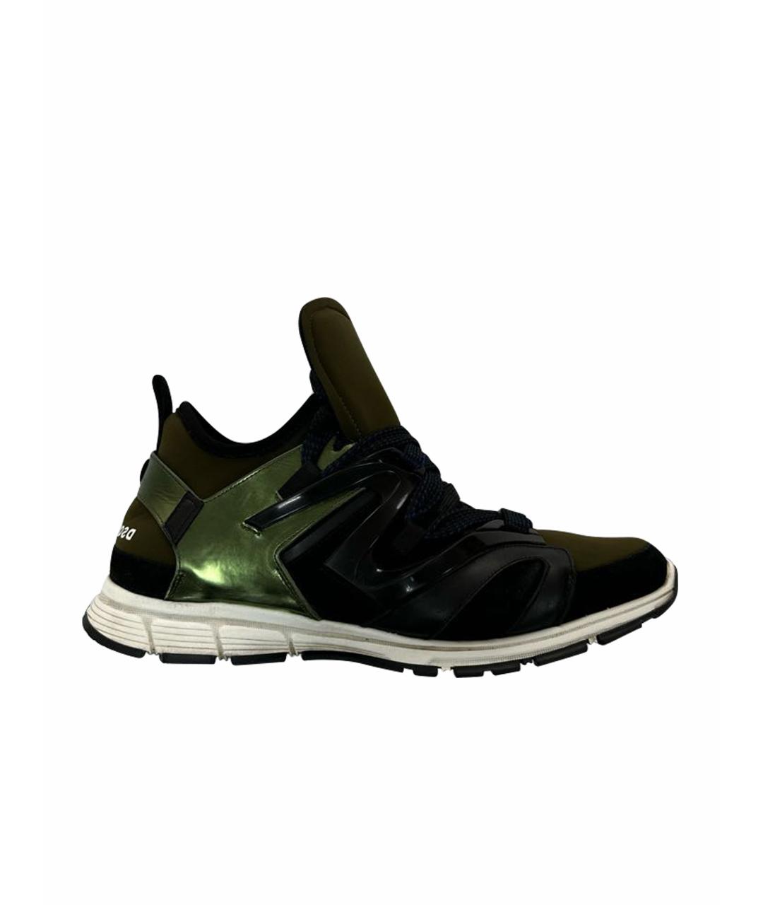 DSQUARED2 Зеленые неопреновые высокие кроссовки / кеды, фото 1