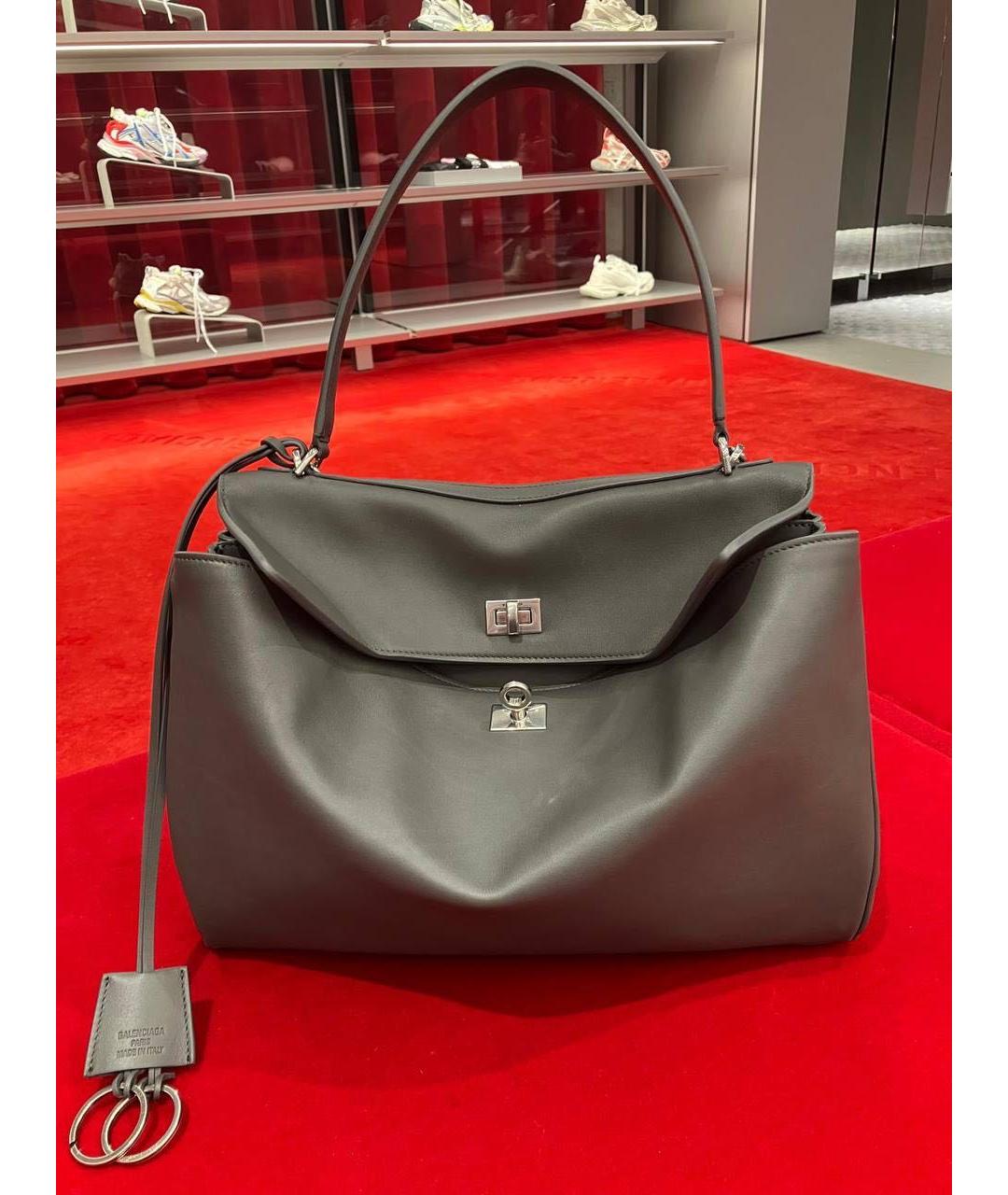 BALENCIAGA Черная кожаная сумка тоут, фото 6