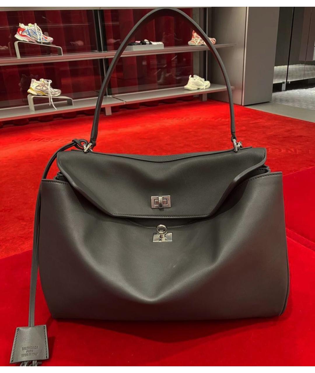 BALENCIAGA Черная кожаная сумка тоут, фото 2