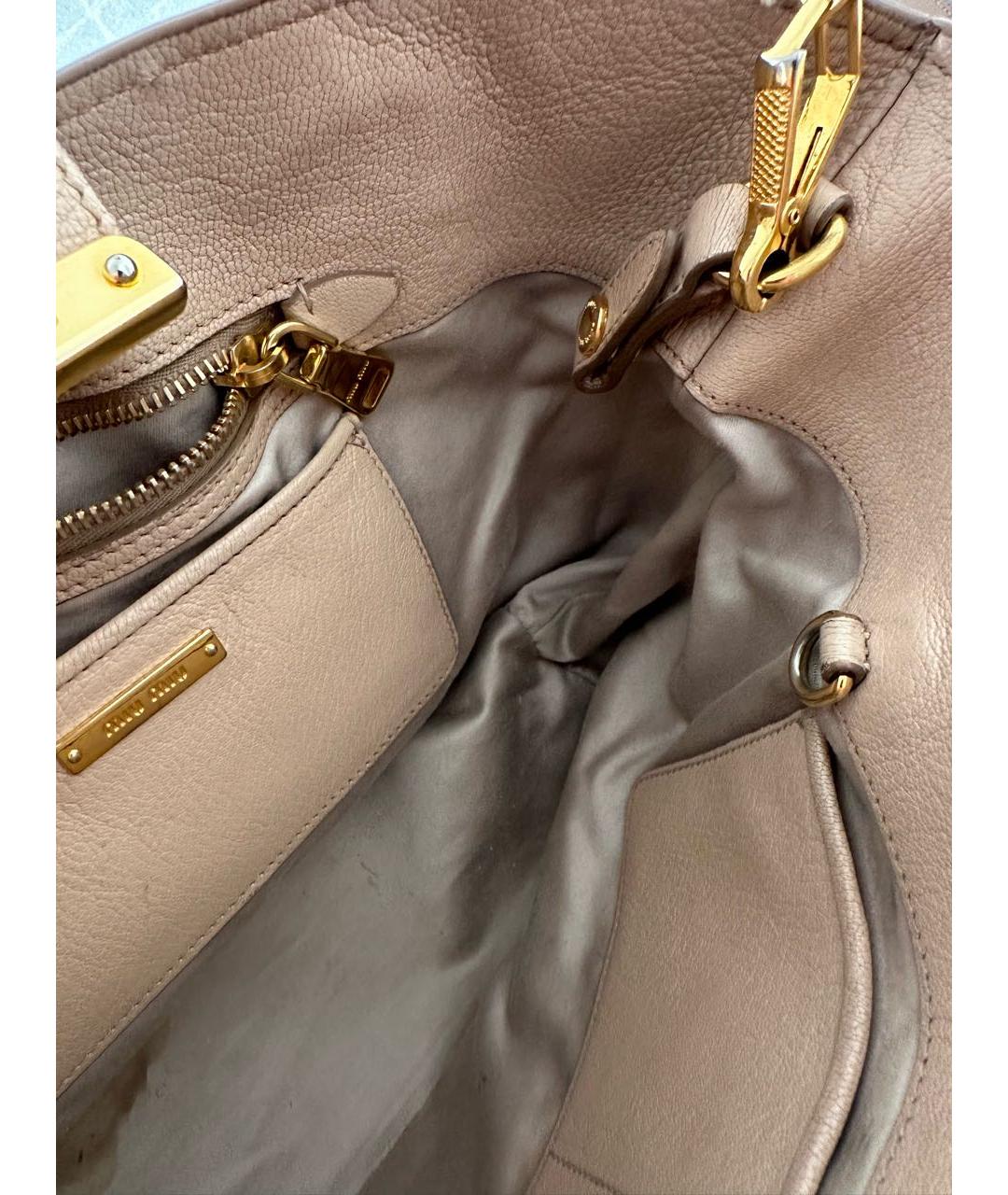 MIU MIU Розовая кожаная сумка с короткими ручками, фото 4
