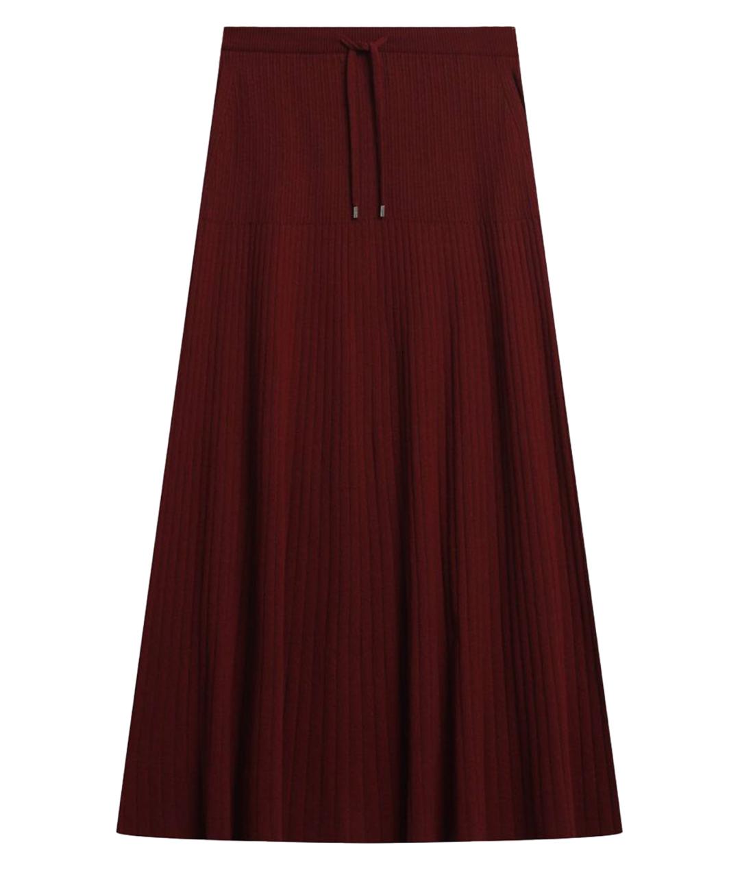 LORO PIANA Бордовая кашемировая юбка миди, фото 1
