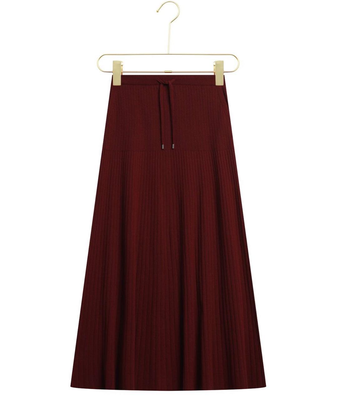 LORO PIANA Бордовая кашемировая юбка миди, фото 6