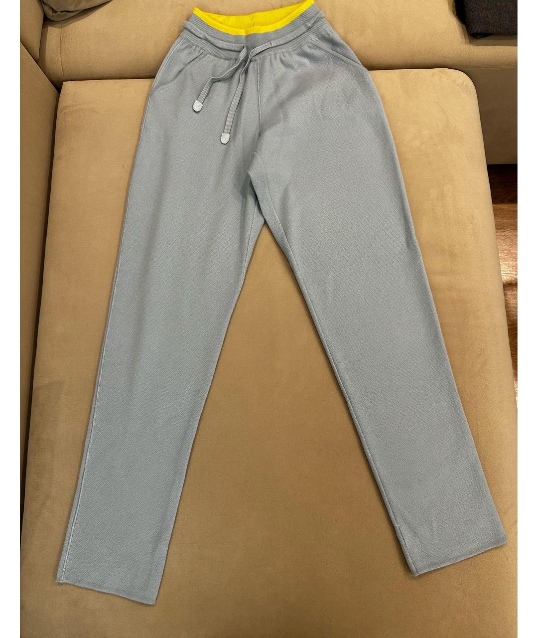 LORO PIANA Голубые кашемировые прямые брюки, фото 2