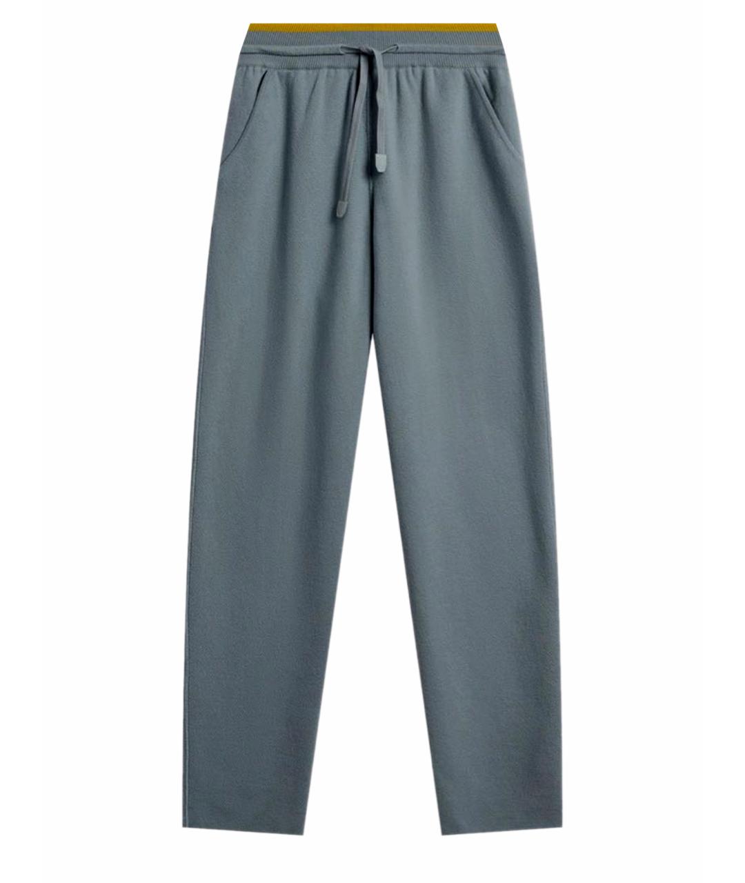 LORO PIANA Голубые кашемировые прямые брюки, фото 1