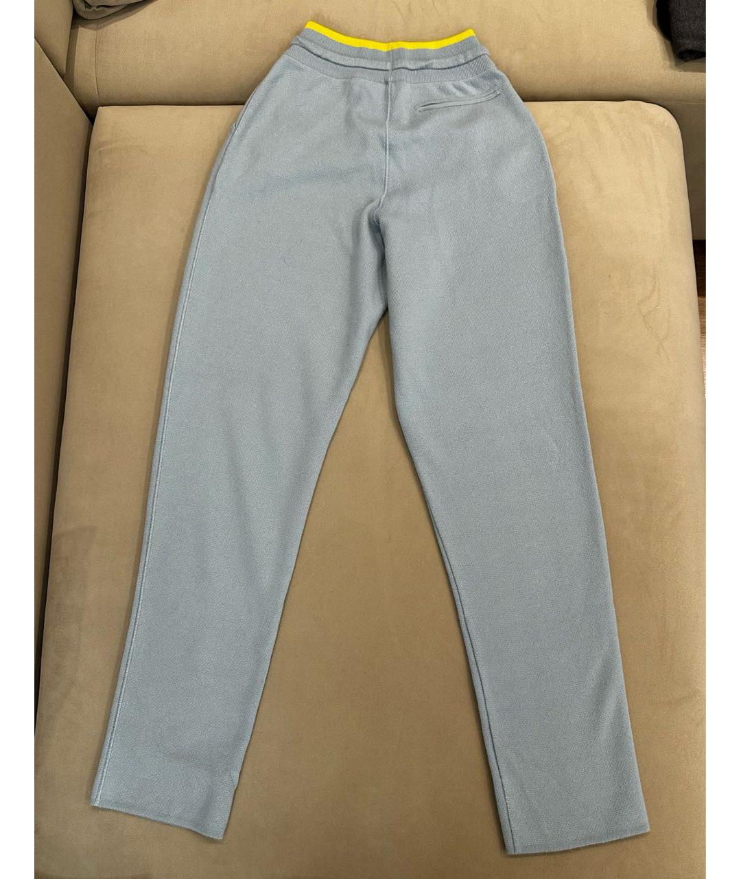 LORO PIANA Голубые кашемировые прямые брюки, фото 3