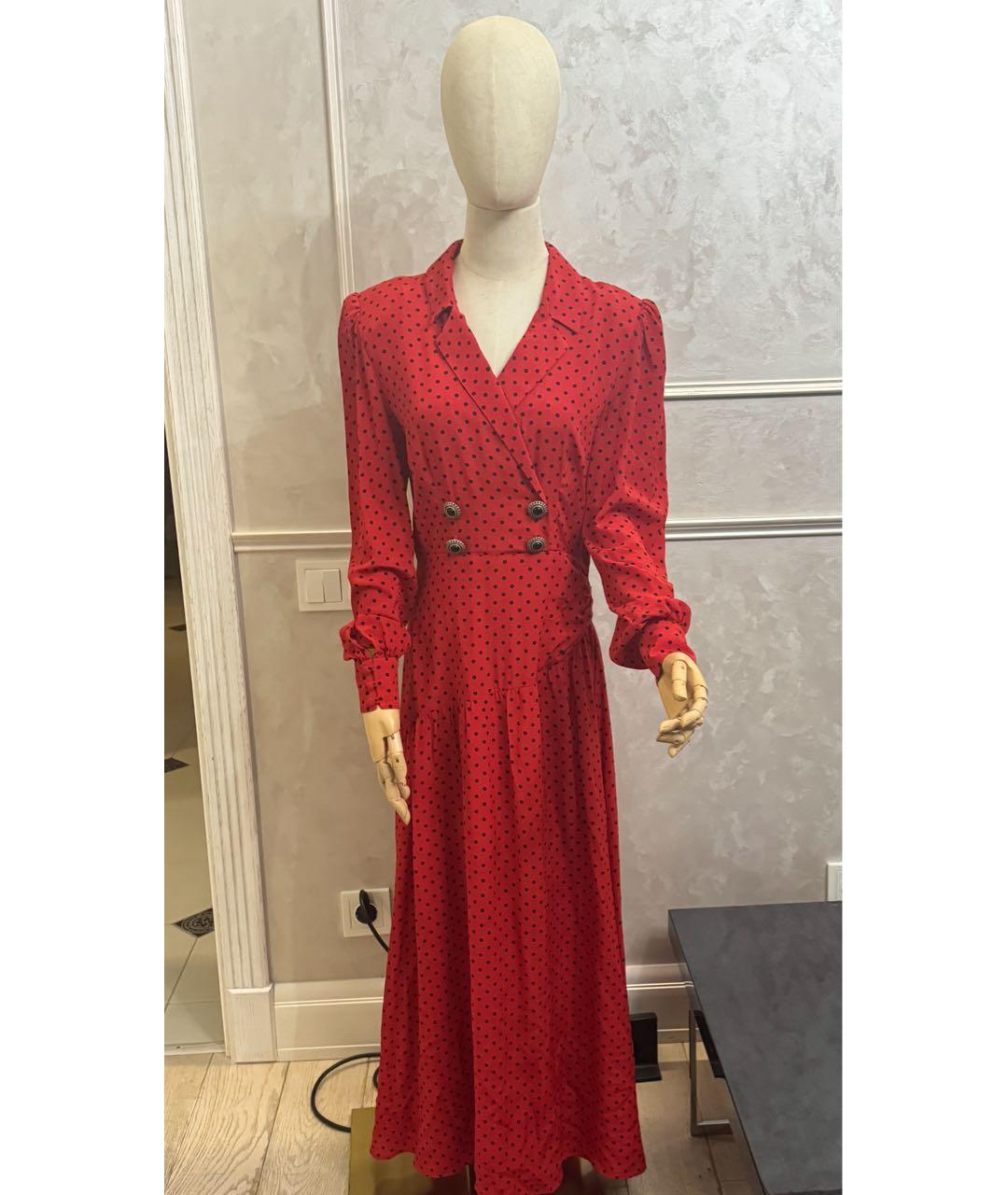 ALESSANDRA RICH Красное шелковое коктейльное платье, фото 5