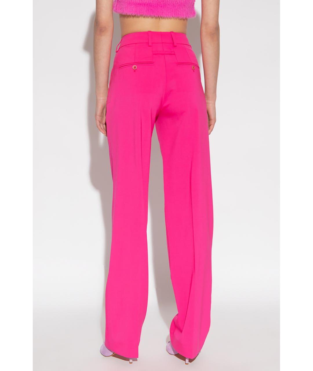 JACQUEMUS Розовые шерстяные прямые брюки, фото 4