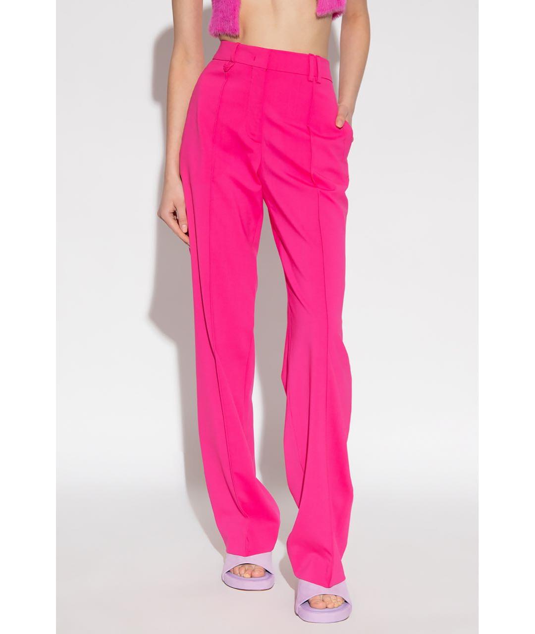 JACQUEMUS Розовые шерстяные прямые брюки, фото 2