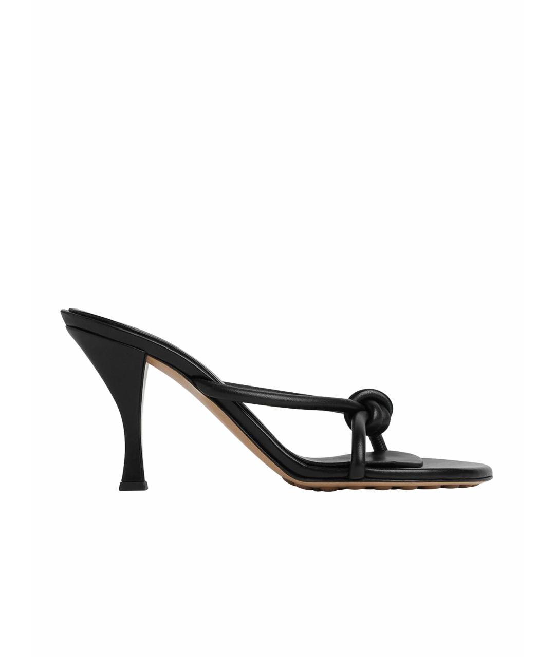 BOTTEGA VENETA Черные кожаные мюли, фото 1