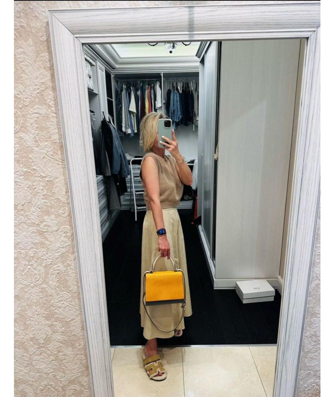 MAX MARA Желтая кожаная сумка через плечо, фото 8