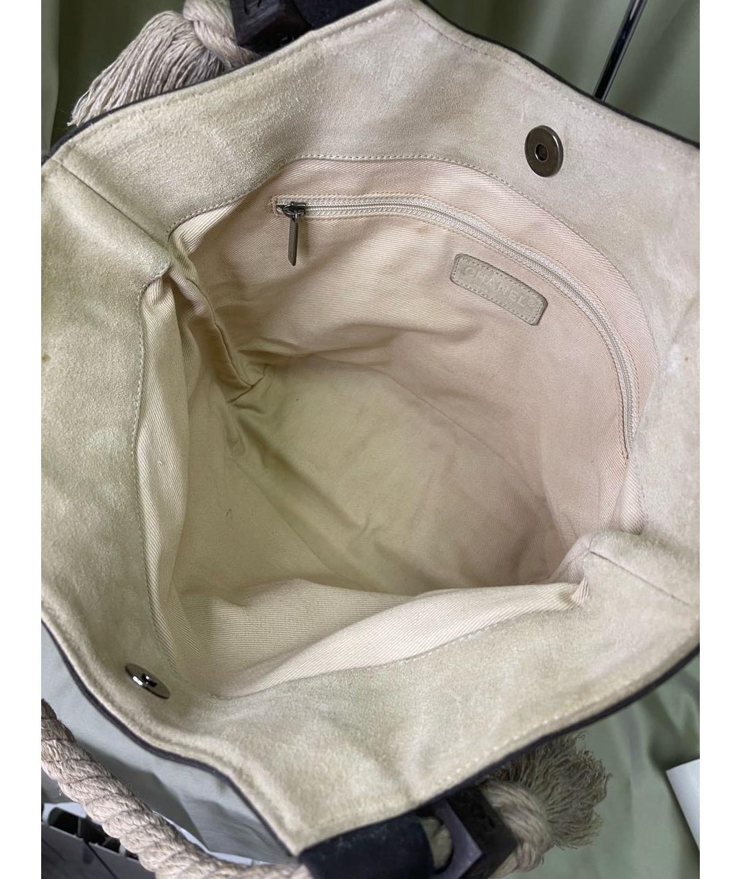 CHANEL PRE-OWNED Черная тканевая сумка тоут, фото 4