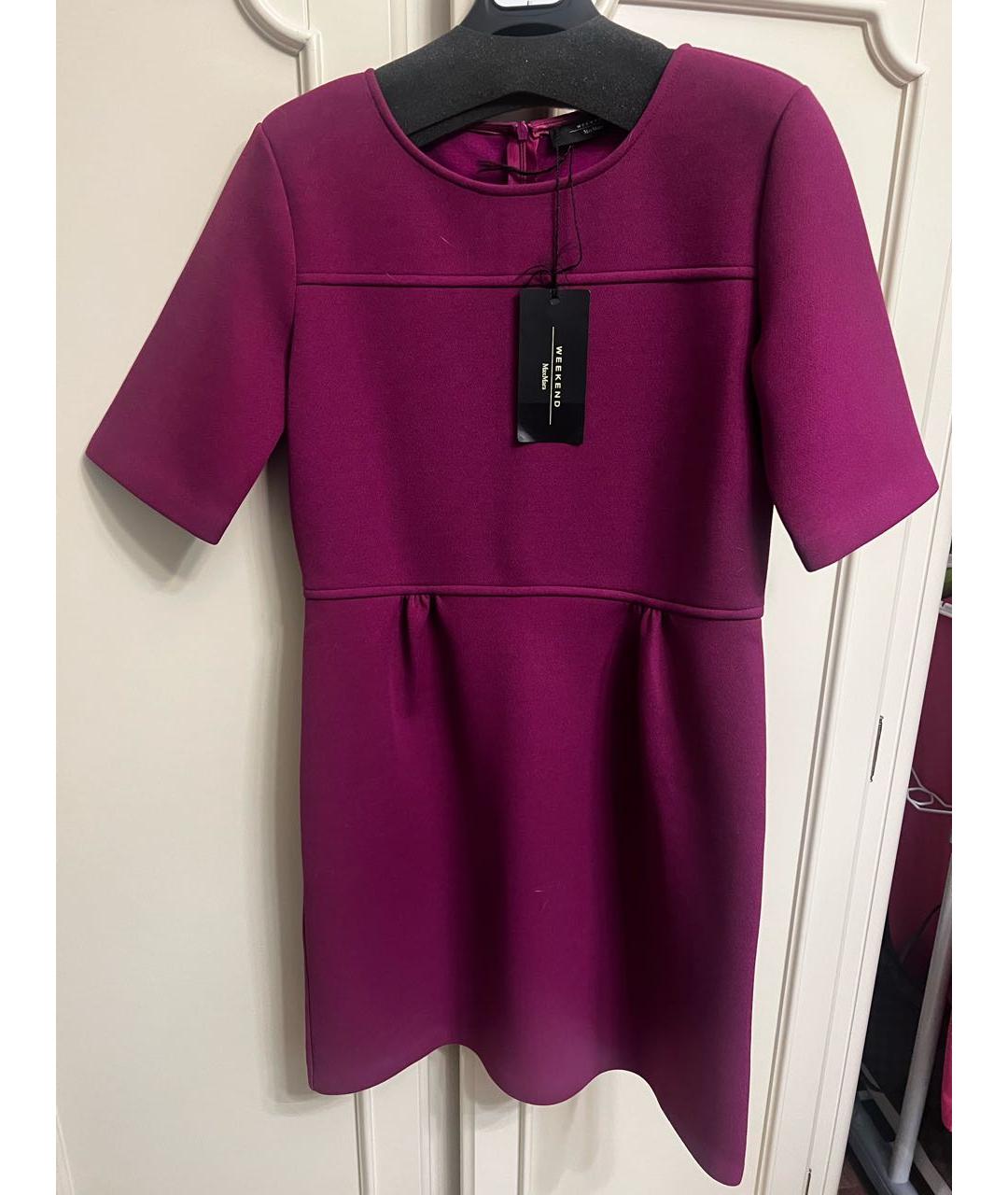 WEEKEND MAX MARA Фиолетовое вискозное повседневное платье, фото 5