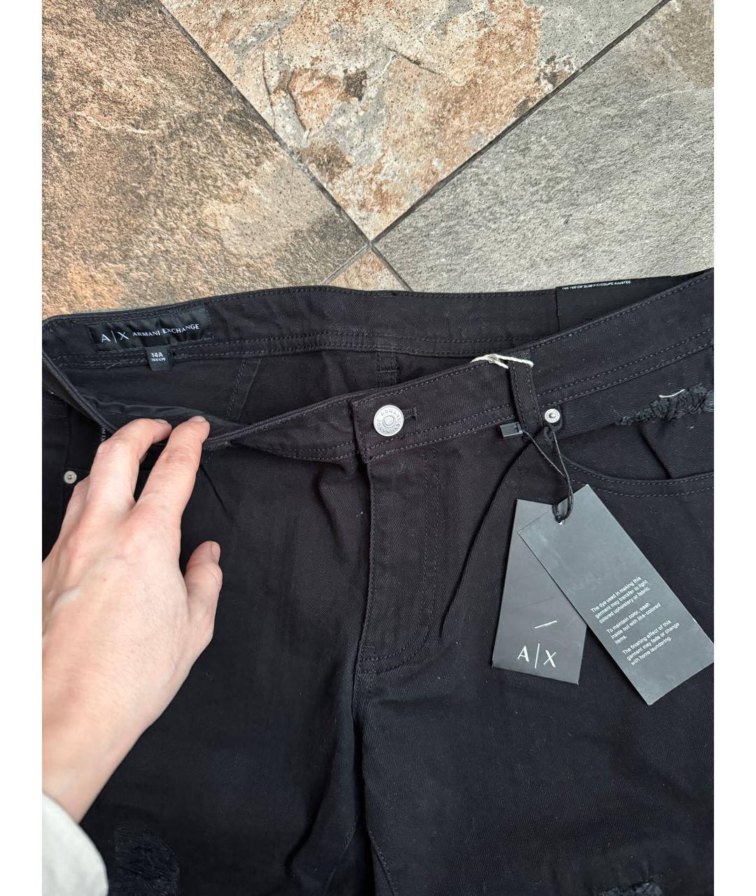 ARMANI EXCHANGE Черные хлопковые детские джинсы, фото 4