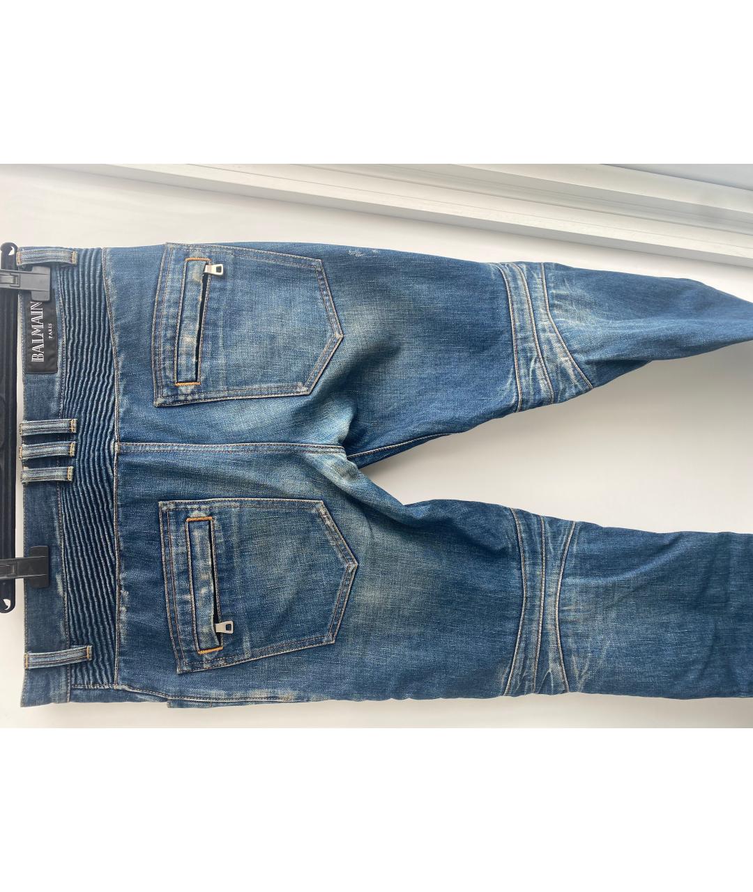 BALMAIN Голубые хлопковые прямые джинсы, фото 2