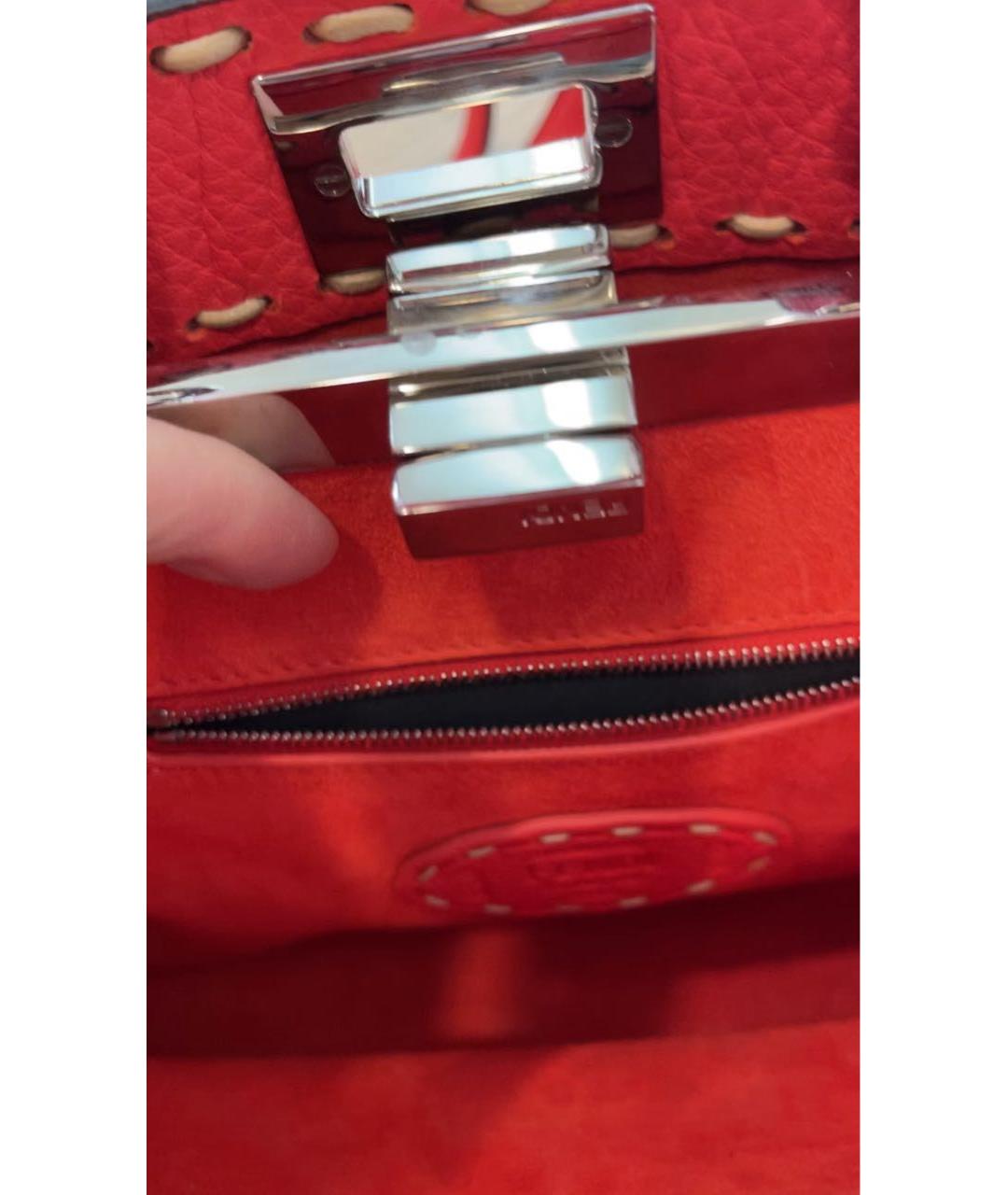FENDI Красная кожаная сумка с короткими ручками, фото 4