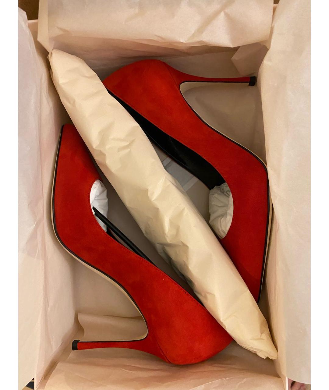SERGIO ROSSI Красные замшевые туфли, фото 5