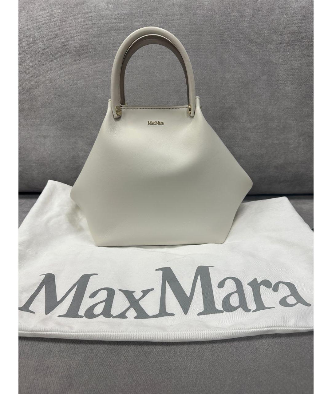 MAX MARA Белая кожаная сумка с короткими ручками, фото 9