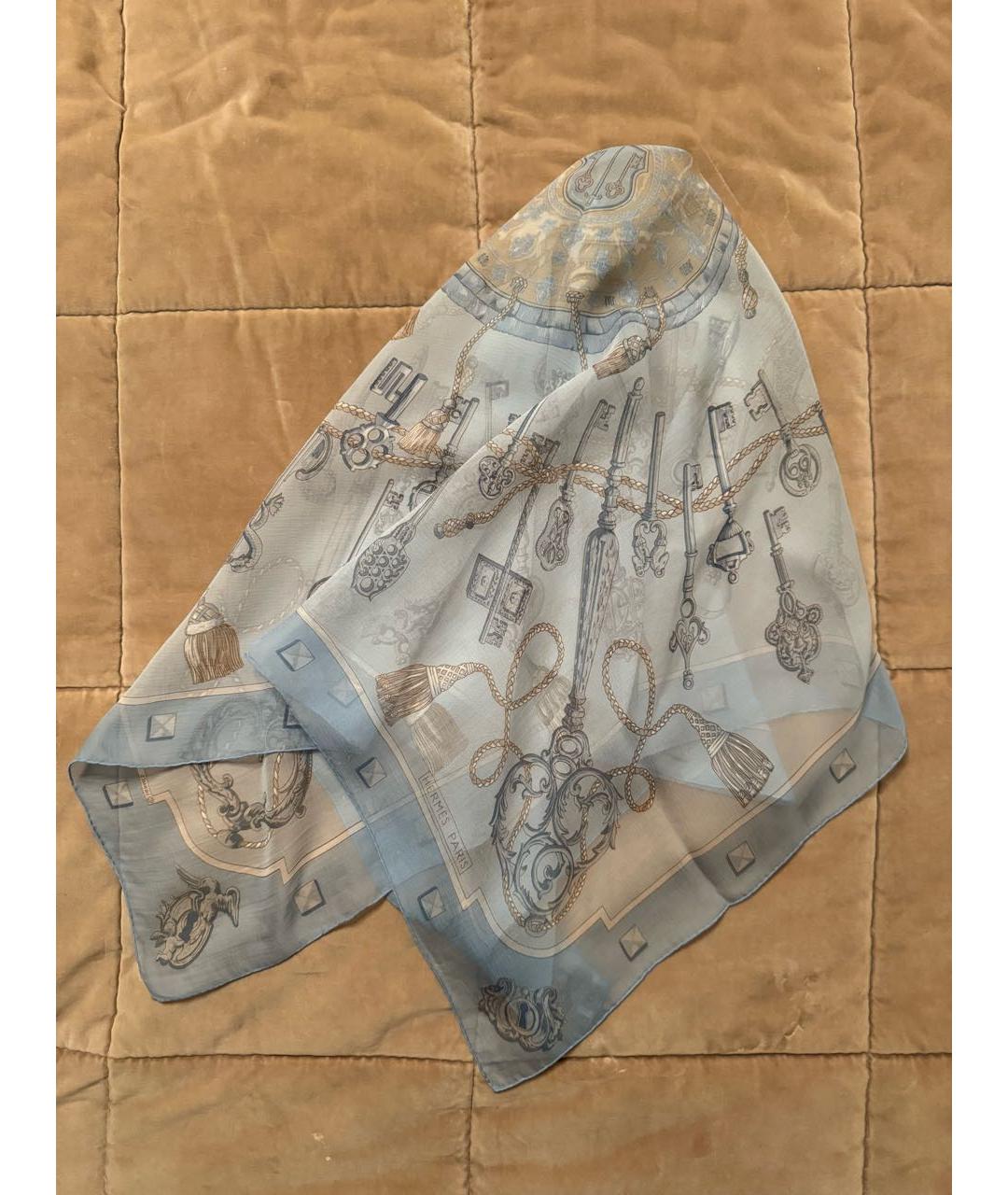 HERMES PRE-OWNED Голубой шелковый платок, фото 3