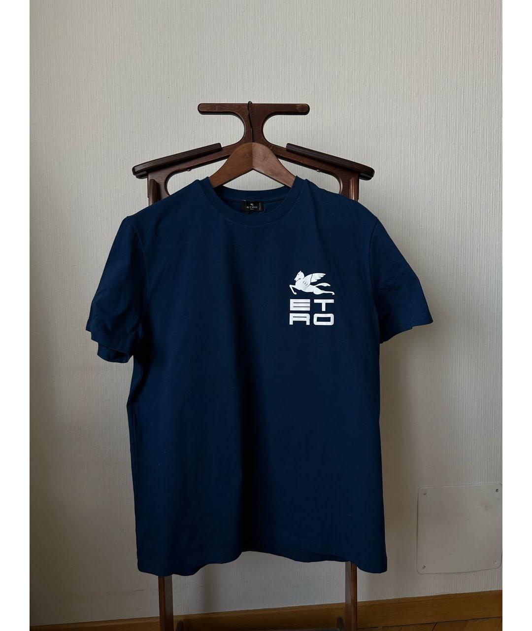 ETRO Темно-синяя хлопковая футболка, фото 4