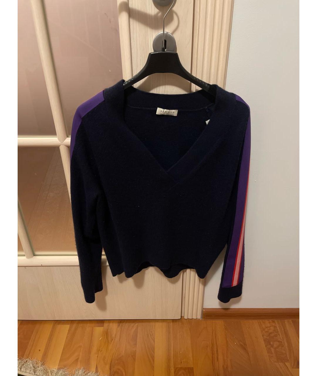 SANDRO Темно-синий шерстяной джемпер / свитер, фото 4