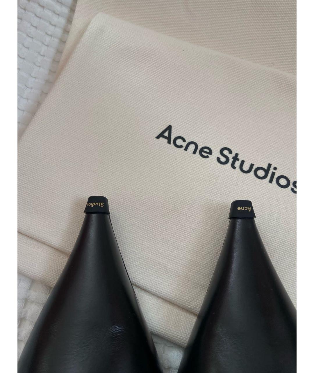 ACNE STUDIOS Черные кожаные лодочки на низком каблуке, фото 5