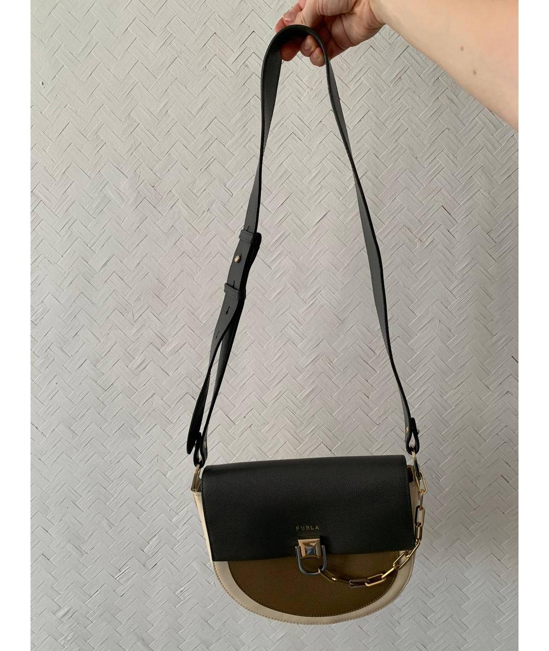 FURLA Бежевая кожаная сумка через плечо, фото 5