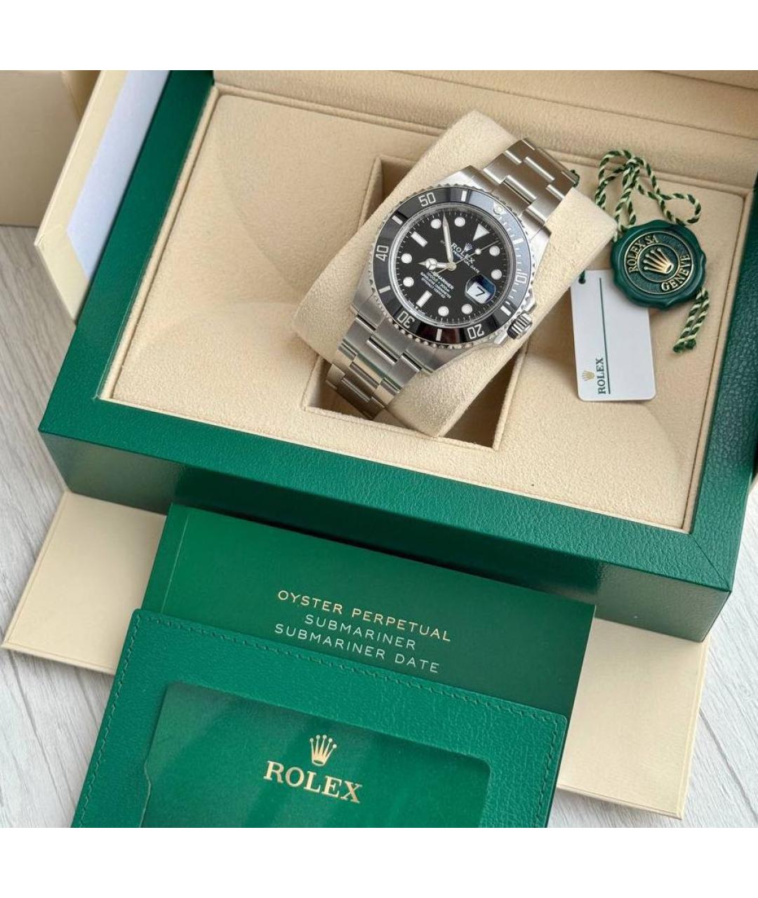 ROLEX Черные металлические часы, фото 3