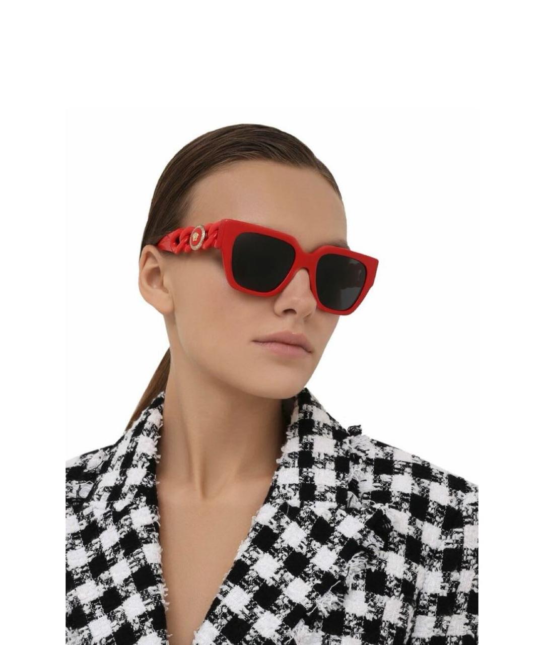 VERSACE Красные пластиковые солнцезащитные очки, фото 2