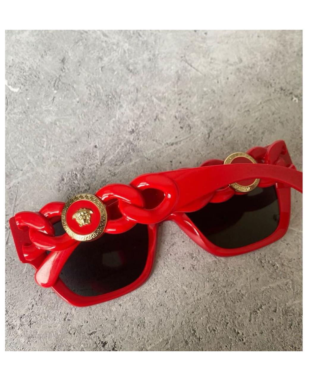 VERSACE Красные пластиковые солнцезащитные очки, фото 3