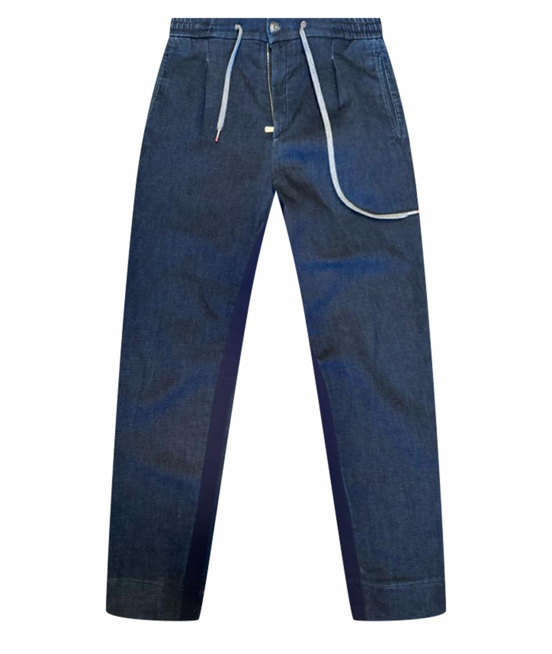 MARCOPESCAROLO Темно-синие хлопковые прямые джинсы, фото 1