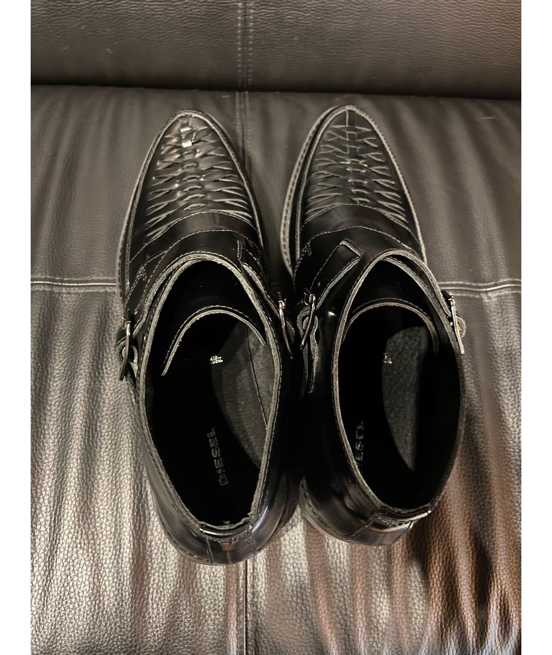 DIESEL Черные низкие ботинки из лакированной кожи, фото 3