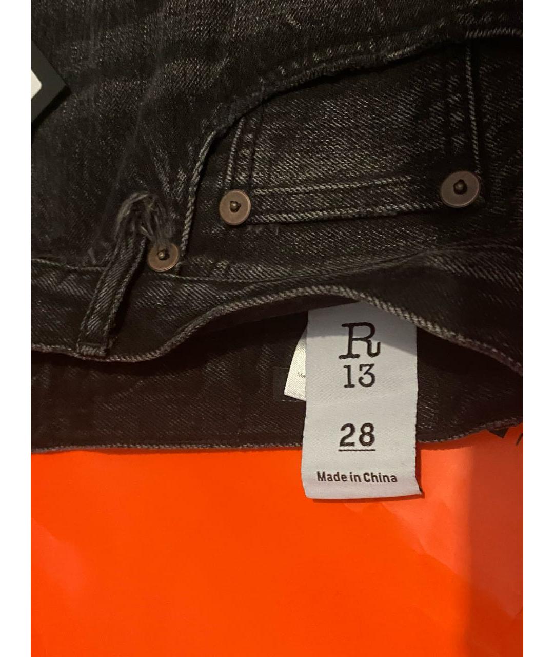 R13 Черные хлопковые джинсы клеш, фото 8