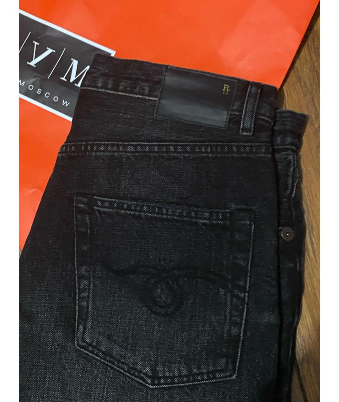 R13 Черные хлопковые джинсы клеш, фото 4