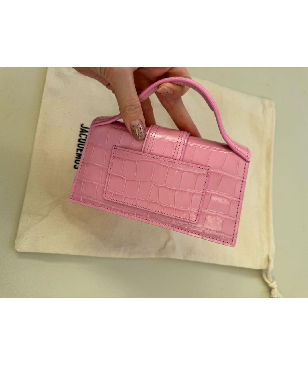 JACQUEMUS Розовая кожаная сумка с короткими ручками, фото 2