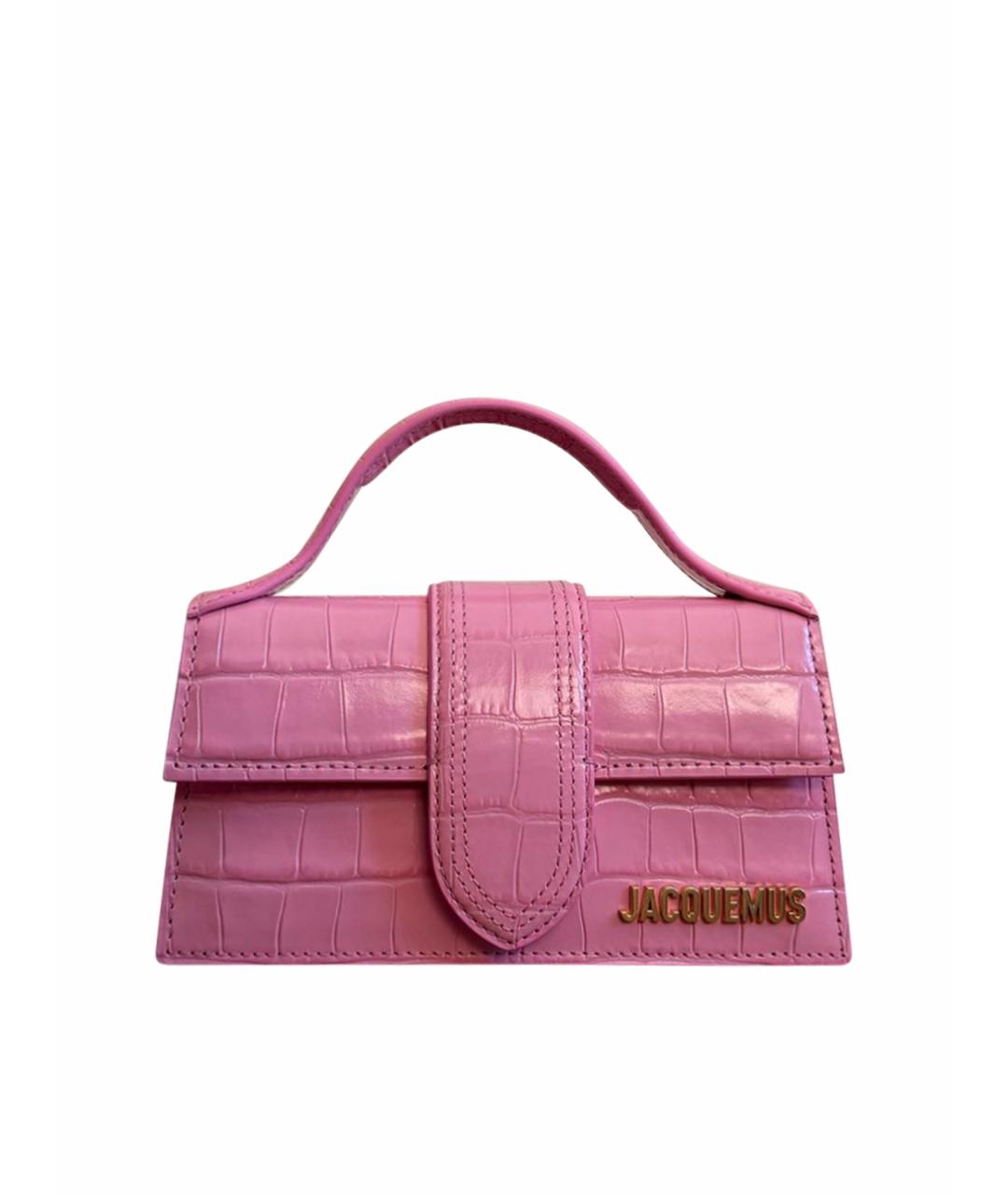 JACQUEMUS Розовая кожаная сумка с короткими ручками, фото 1