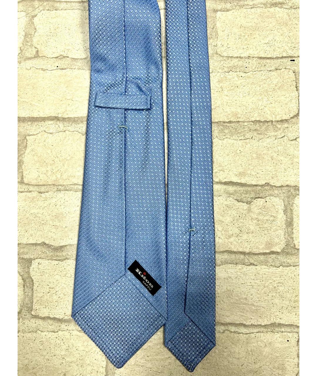 KITON Голубой шелковый галстук, фото 4
