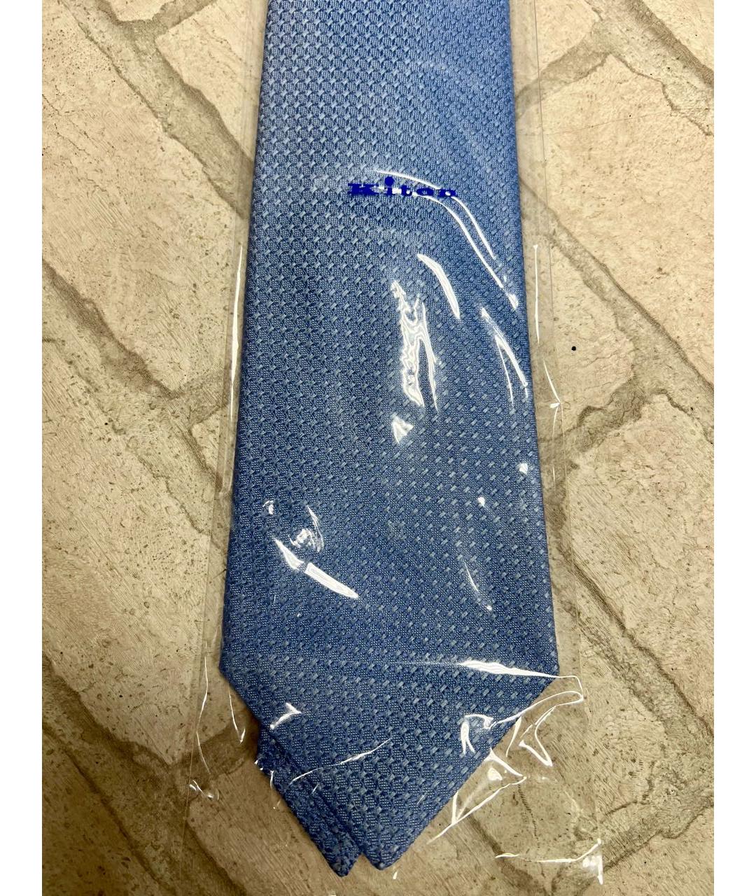 KITON Голубой шелковый галстук, фото 6