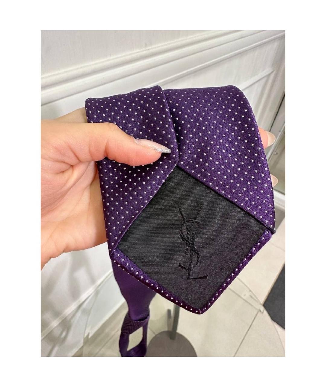 SAINT LAURENT Фиолетовый шелковый галстук, фото 3