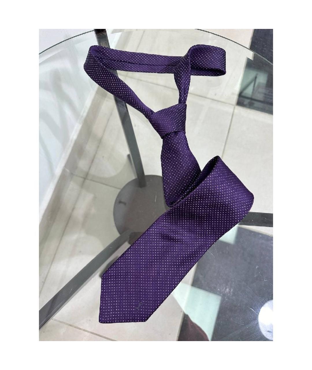 SAINT LAURENT Фиолетовый шелковый галстук, фото 6