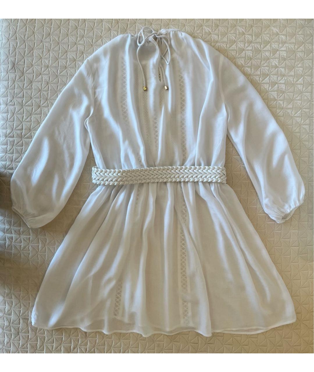 ELISABETTA FRANCHI Белое хлопковое повседневное платье, фото 3