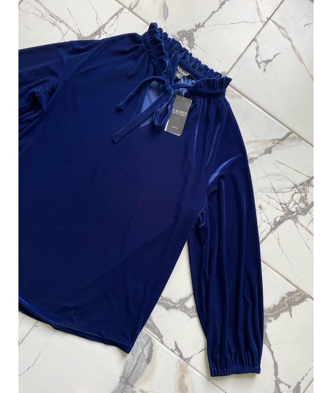 RALPH LAUREN Темно-синяя полиэстеровая блузы, фото 3