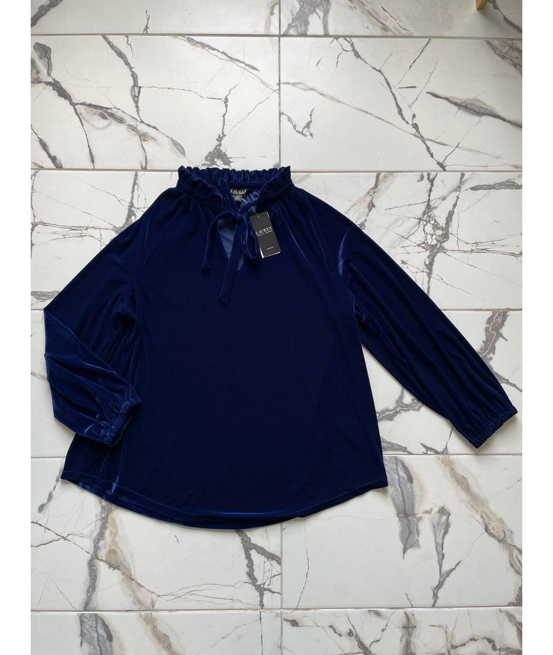RALPH LAUREN Темно-синяя полиэстеровая блузы, фото 9